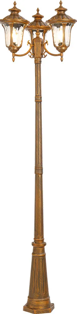 Lampe d'allée rétro HW250cm brun or en verre véritable avec douille E27