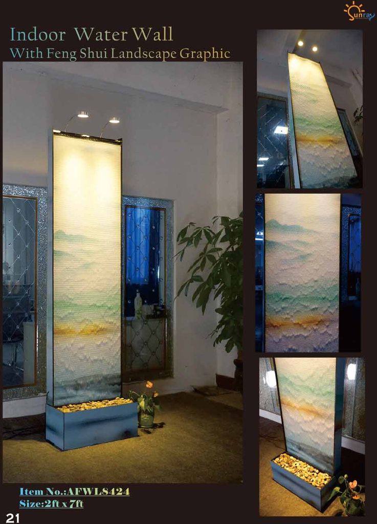 Trennwand Wasserwand Säule Wände Waterwall LED 60x210cm Wasserwände