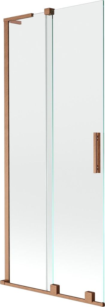 Mexen Velar L Badewannenfaltwand 2-flügelig verschiebbar 80 x 150 cm, transparent, gebürstetes Kupfer - 896-080-003-01-65
