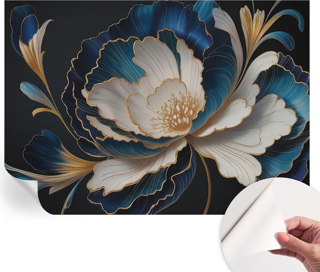 Selbstklebende Wandtapete - Dekorative Tapete für Wohnzimmer - Klebefolie für Wandbilder - Tapetenfolie für Wanddekoration - 208x146 cm - Blumen...