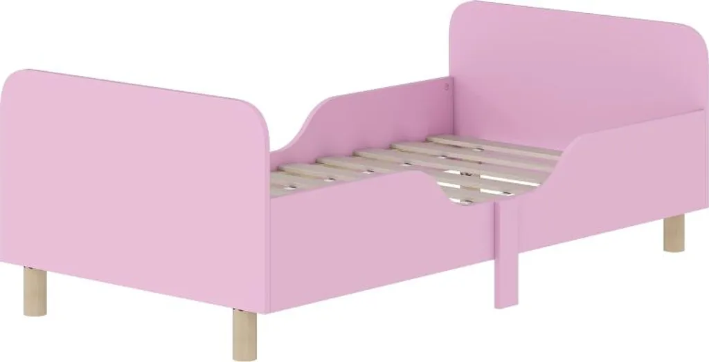 AIYAPLAY Cadre de Lit Enfant Rose en MDF avec Barrière de Sécurité