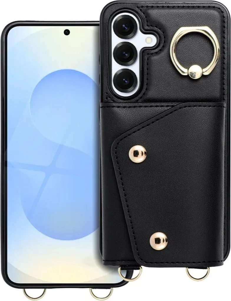 Cover a Tracolla Samsung A15 5G: Portafoglio Elegante in Pelle Nera