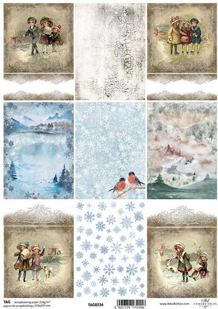 ITD Etikettenset SCRAPBOOKING TAG-234 Winterhintergründe, Ansichten