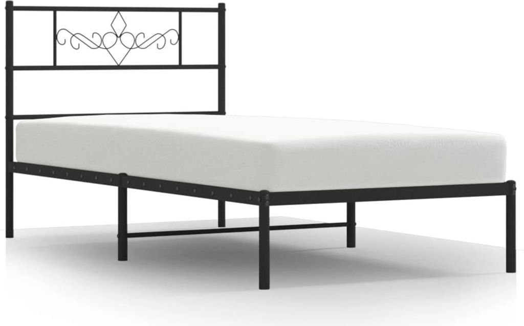 vidaXL Struttura letto con testiera in metallo nero 90x200 Immagine del prodotto 