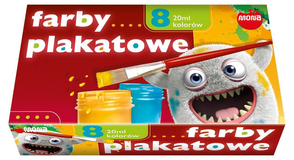 Mona Farby Plakatowe Ekonomiczne, 8 kolorów po 20 ml Obrázek produktu 