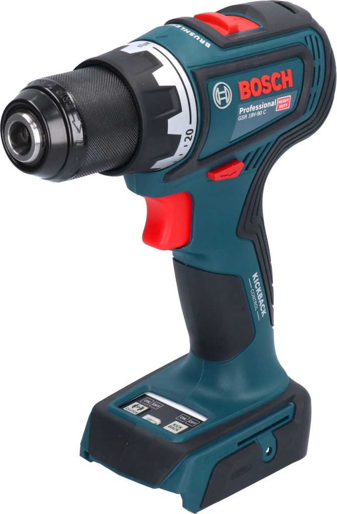 A cordless drill is shown against a white background.