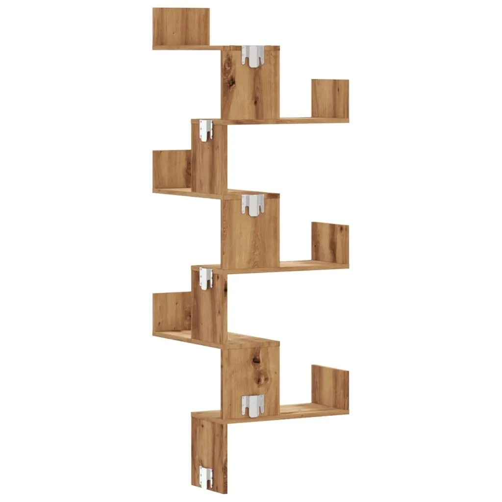 Set di 2 mensole angolari galleggianti bianche, in legno di rovere massiccio, 30,5 cm, con estremità arrotondata, con foro per filo metallico, per piccole piante, per camera da letto, cucina