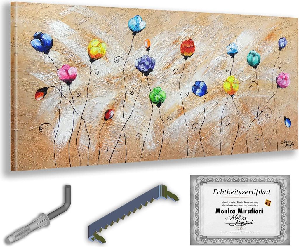 Monica Mirafiori I 100% HANDGEMALT I Gemälde "Mohn" I 140x70cm | Gemälde Handgemalt | Acrylgemälde | Sehr Großes Acrylbild I Moderne Kunst I Ku...