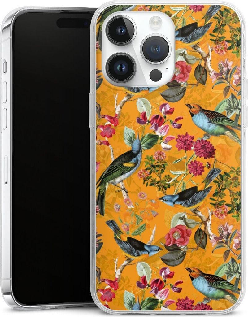 DeinDesign Handyhülle für Apple iPhone 14 Pro Max Silikon Hülle Case Smartphone Schutzhülle Blumen Dschungel Vogel