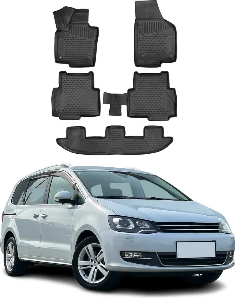 Tappetini Gomma VW Sharan (2010-2025) - 5 Pezzi TPE Nero Offerta