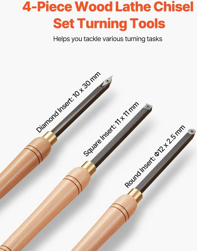 Outils de tournage sur bois HSS - Set de 4 gouges pour finitions pro - 2