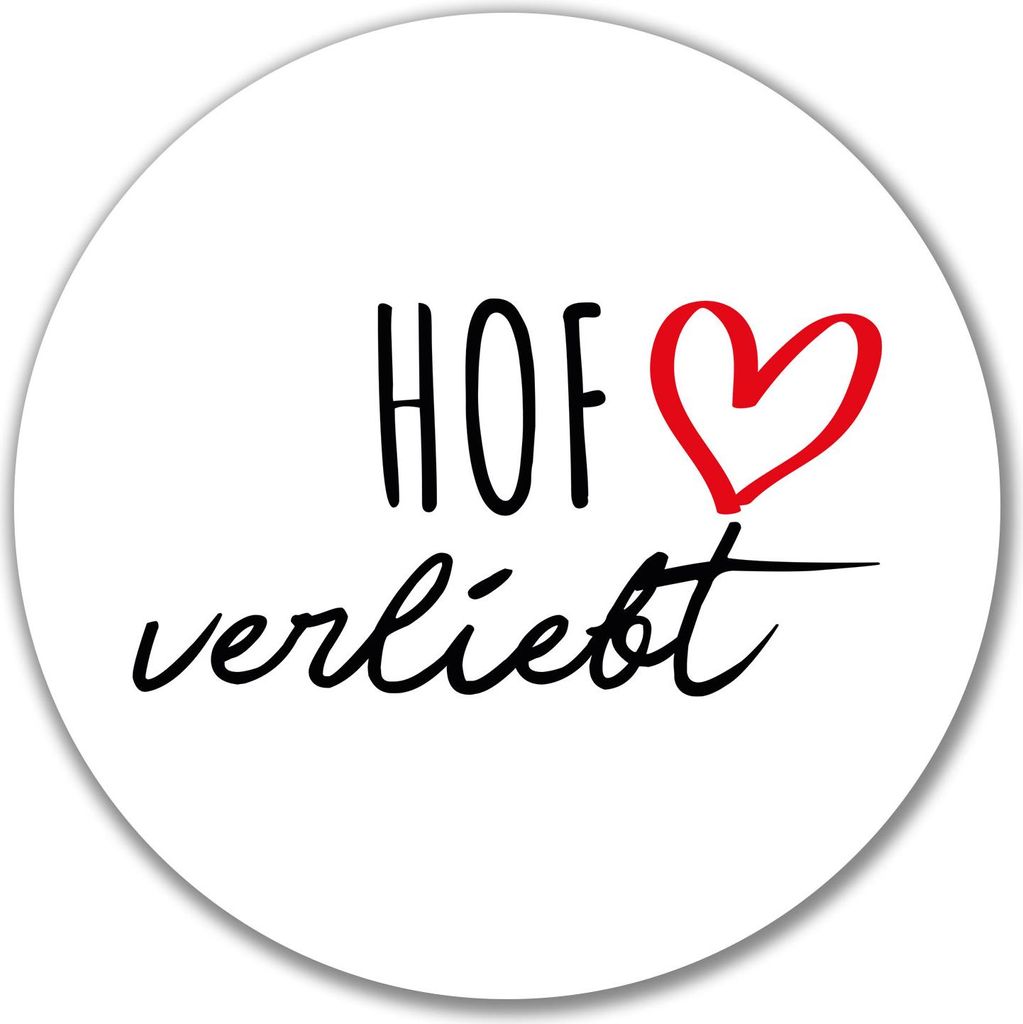 Huuraa Aufkleber Hof verliebt 10cm rund Sticker Geschenkidee
