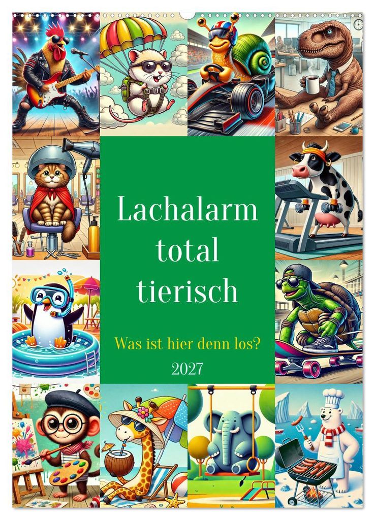 Lachalarm total tierisch - Was ist hier denn los? (Wandkalender 2027 DIN A2 hoch), CALVENDO Monatskalender