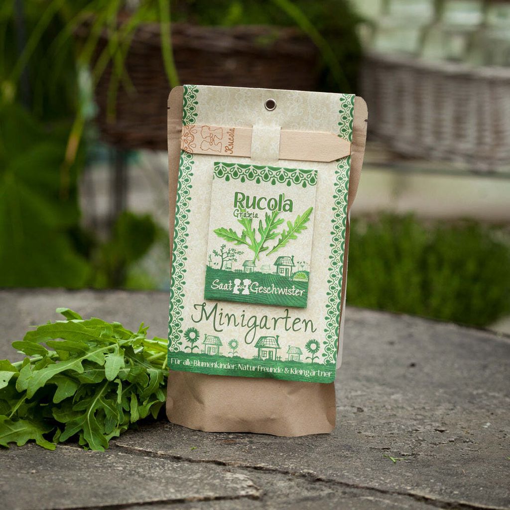 Die Stadtgärtner: -Minigarten Rucola I Komplettes Anzuchtset mit -Saatgut & Gartenerde für bis zu 40 Pflanzen I Premium Gemüse-Samen & Anzuchter...