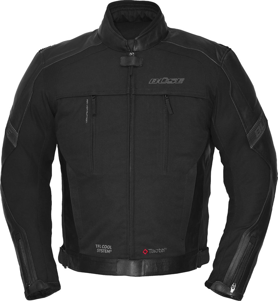 Büse Novaro wasserdichte Motorrad Leder-/Textiljacke, schwarz, Short 32