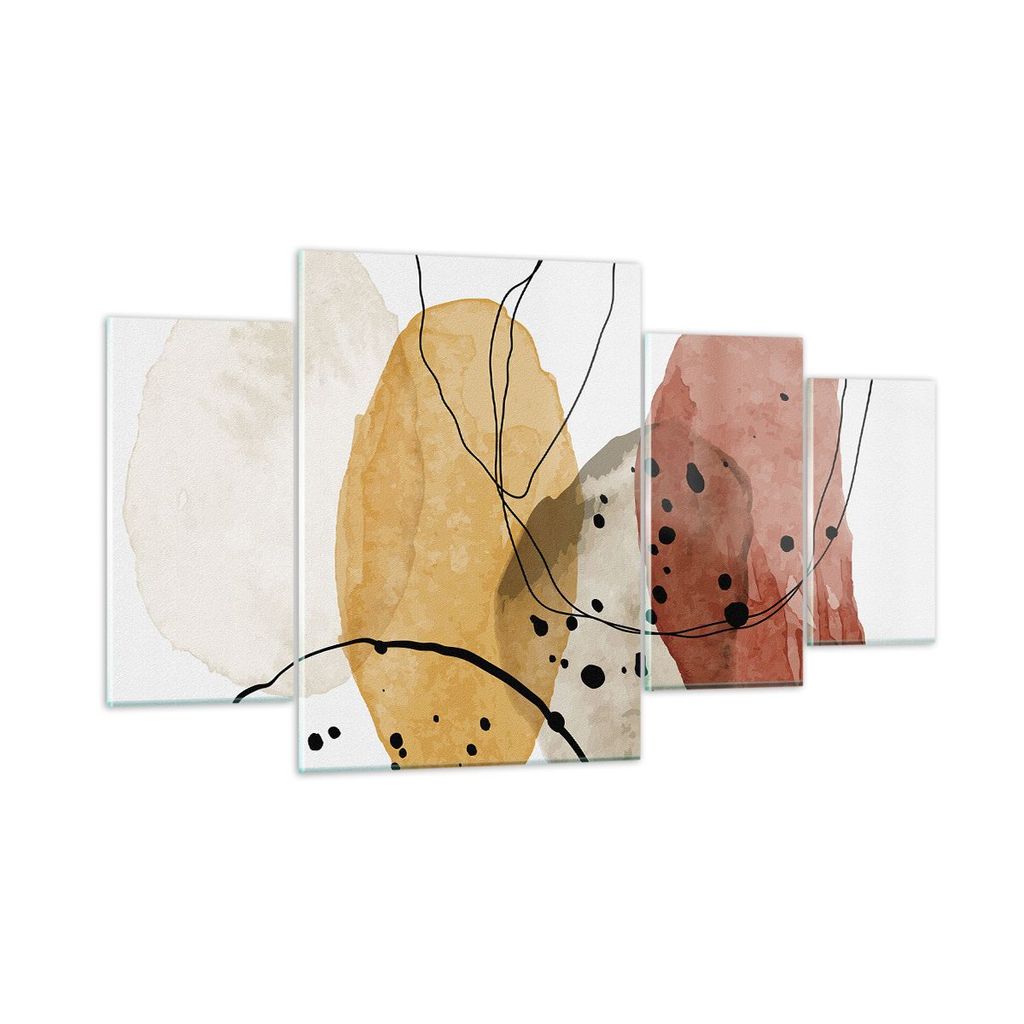 Bilder auf glas - 4 Teile - Aquarell Abstraktion Formen - 160x90cm - Glasbilder - Wandbilder - Bilder - Wanddekoration aus Glas - Glas Bilder - Wan...