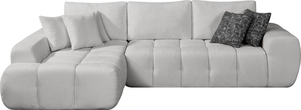 Ecksofa links, Stoff, Bubble-Stil "Sidonie" - 4-Sitzer - Grau