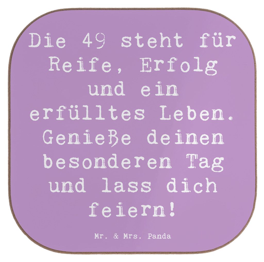Mr. & Mrs. Panda Untersetzer für Gläser Spruch 49. Geburtstag - Lavendeltraum - Geschenk, handgefertigte Geschenke, Holzuntersetzer, Happy Birthd...