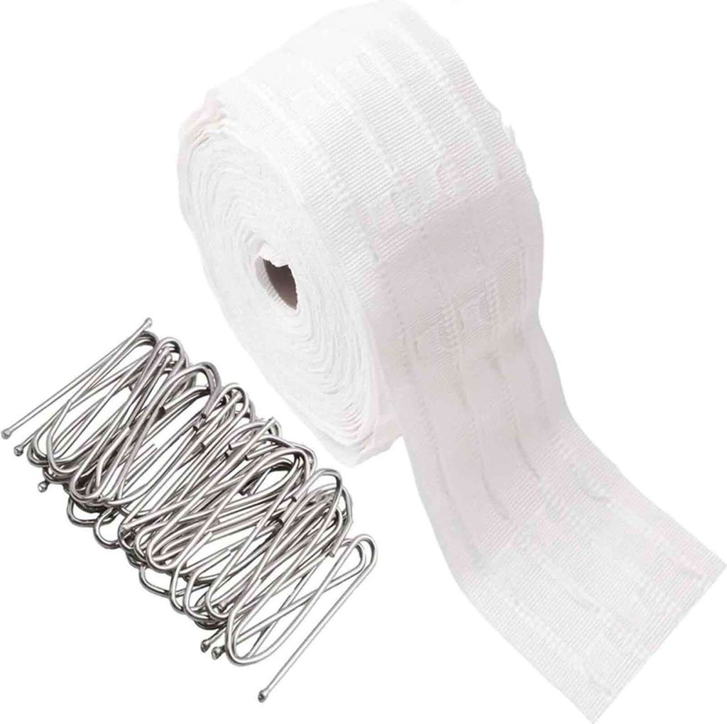 Gardinenband, weißes Band, 10 Meter, Überschriftenband für Bleistiftfaltenvorhänge, Wellenvorhänge, weißes Bleistiftfaltenvorhang-Kopfband, a...