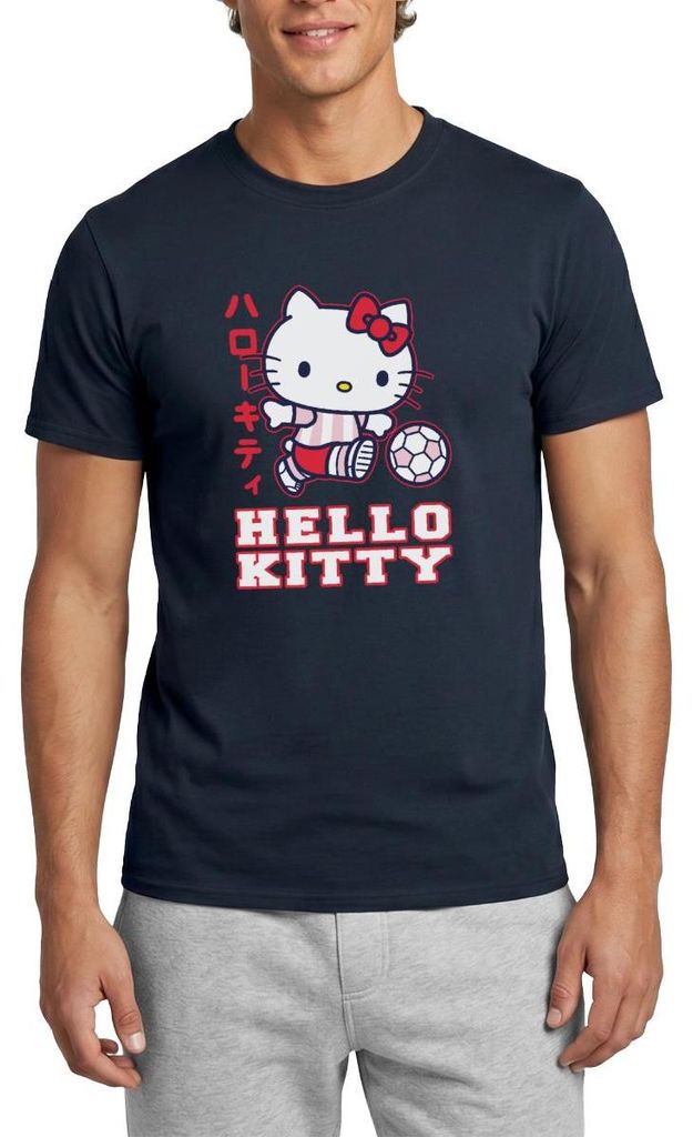 Spreadshirt Hello Kitty Spielt Fussball Sport Männer T-Shirt, L, Navy