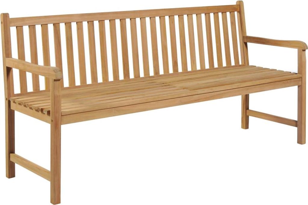 vidaXL Gartenbank mit Grauer Auflage 175 cm Massivholz Teak