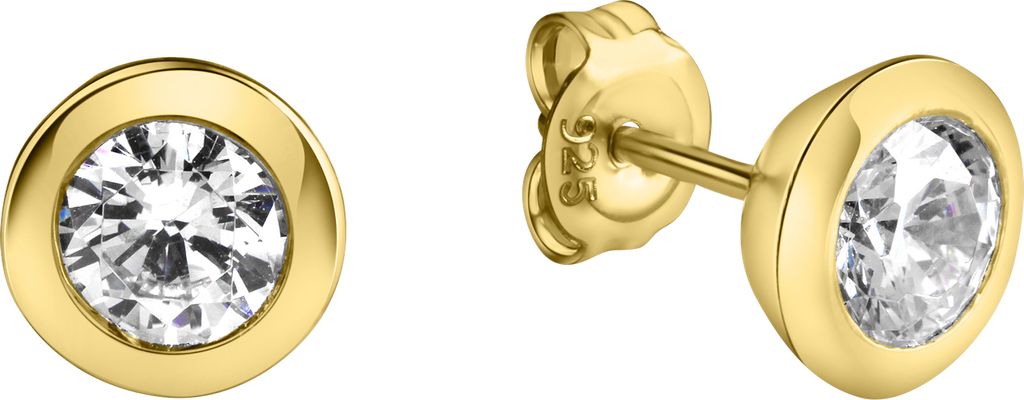 Celesta Silber Ohrringe 925/- Sterling Silber 0,9cm gelb Zirkonia weiß 360221673-21