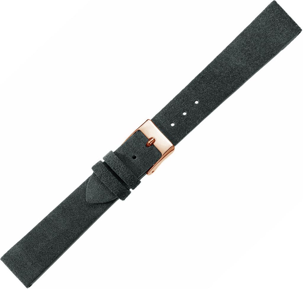 Herzog Amrum > Uhrenarmband grau > Velourleder flach Verlauf, Stegbreite:20mm, Schließe:Roséfarben