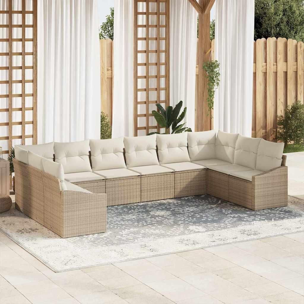 Maison Exclusive - Sofa Set mit Kissen 10 pcs Beige Poly Rattan
