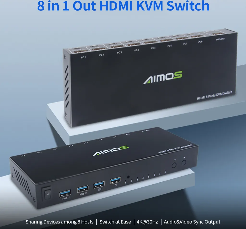 Switch KVM HDMI 8 Ordinateurs AIMOS pour Gestion de Serveurs et Bureaux