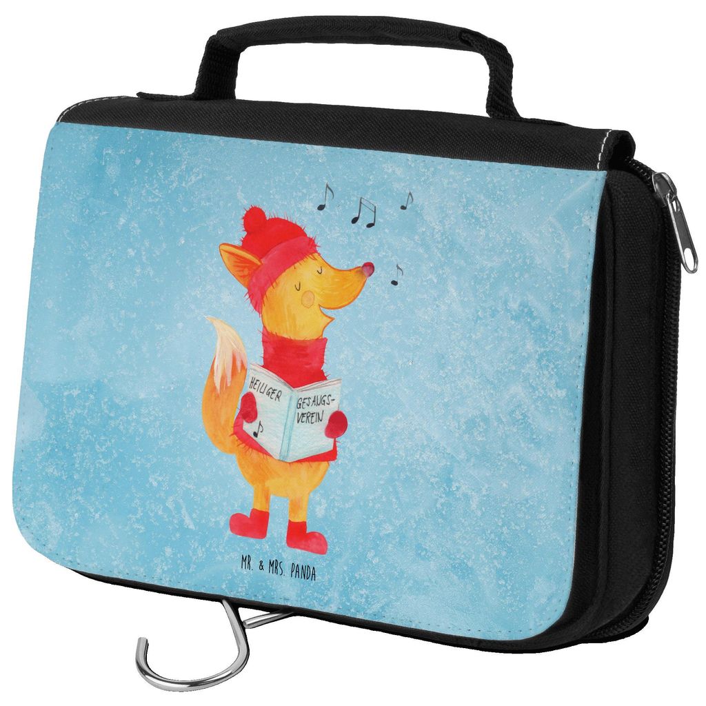 Mr. & Mrs. Panda Kulturtasche Fuchs Sänger - Eisblau - Geschenk, beauty case, Singen, Weihnachten, Kulturbeutel, badtasche, Winter, kosmetiktäsch...