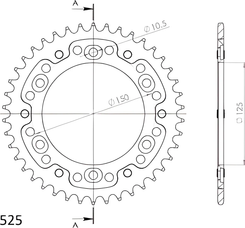 Couronne Supersprox Stealth 525 42 dents RST-899:42-SLV Argent