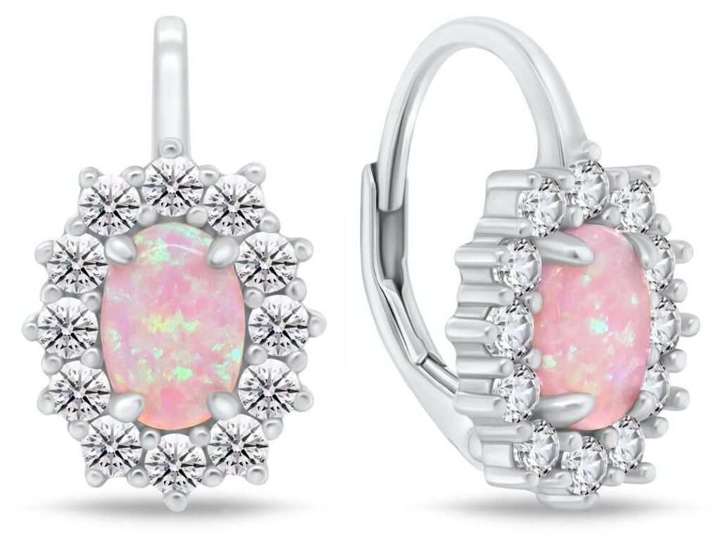Charmante Silberohrringe mit Zirkonen und rosa Opalen EA1127WP
