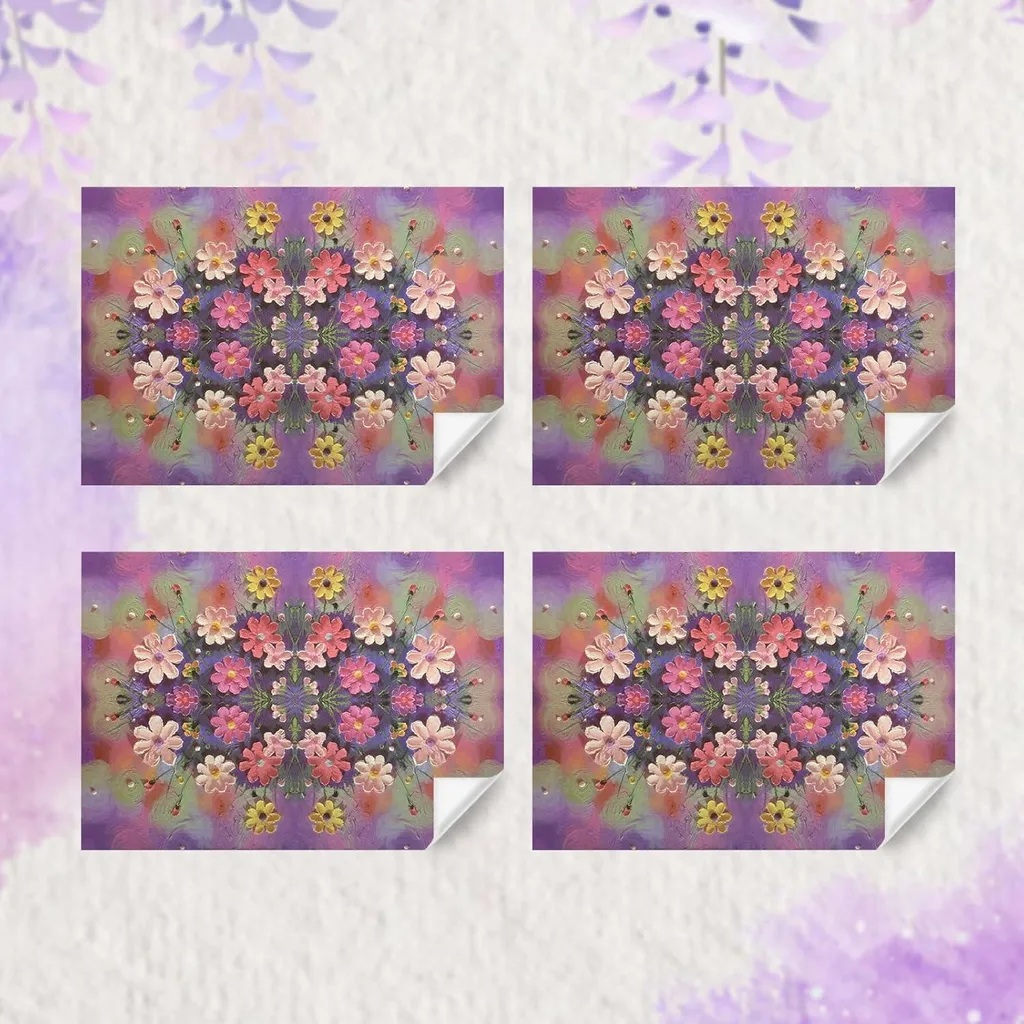Décoration de fête naissance : 4 feuilles papier cadeau fleurs d'été - 3
