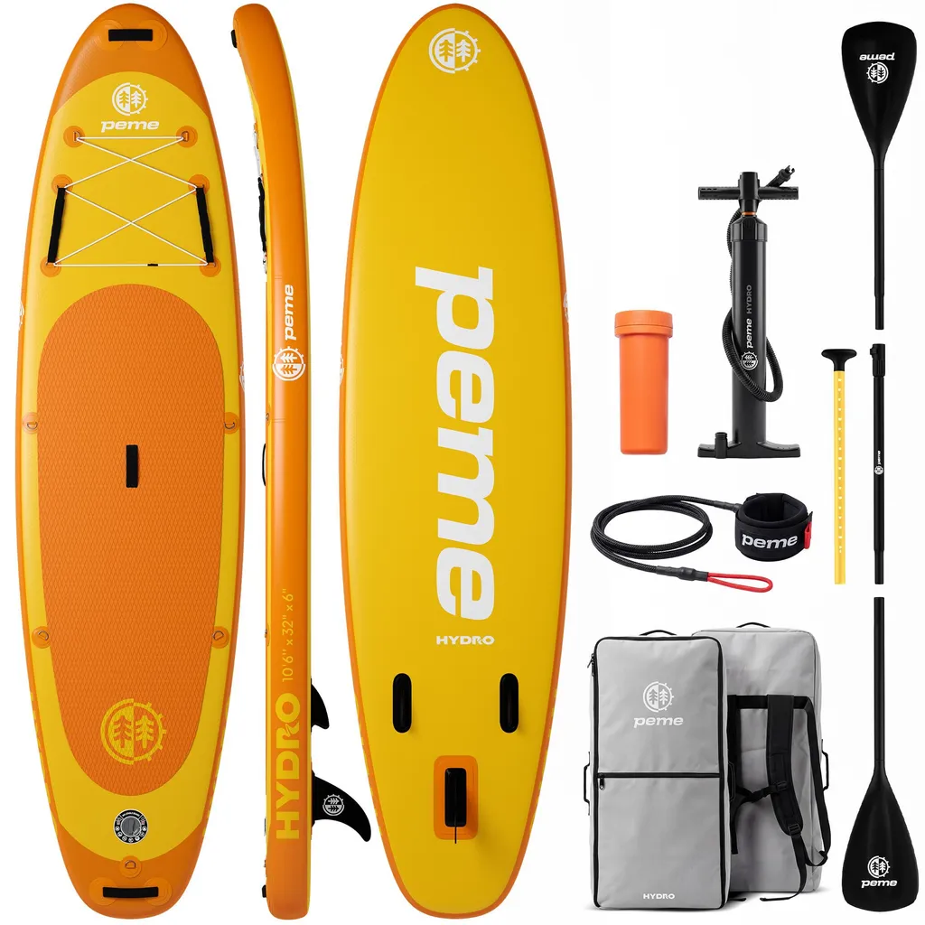 Planche de SUP Gonflable PEME 320 cm Jaune Orange - Kit Complet de Glisse