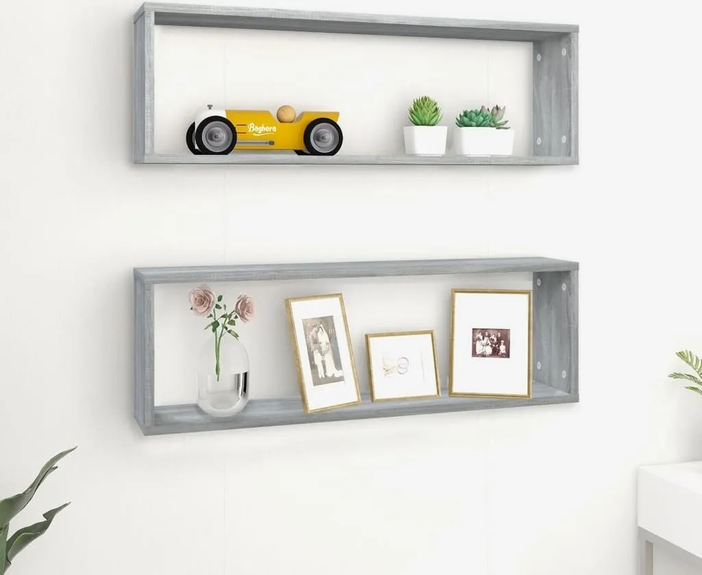 Scaffali a Parete 2 pz Grigio Sonoma 80x15x26,5 cm | Montaggio Rapido