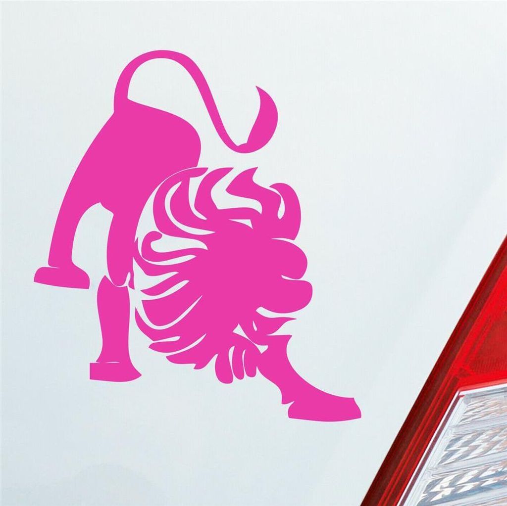 Auto Aufkleber Sternzeichen Löwe Lion KFZ Roller 9x10 cm Pink Sticker Heckscheibenaufkleber