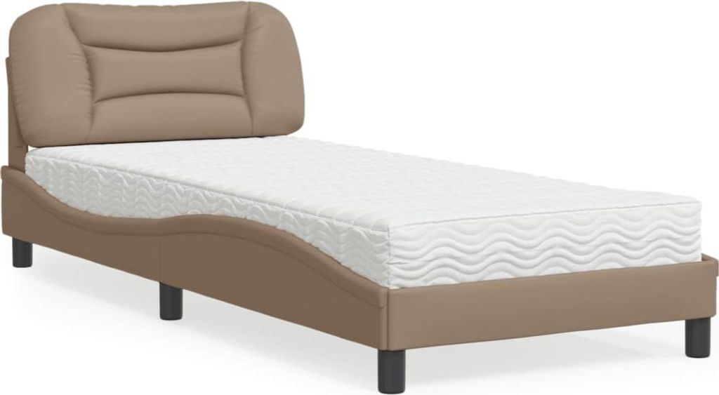 vidaXL Bett mit Matratze "Hvar" Cappuccino-Braun 90x200 cm Kunstleder