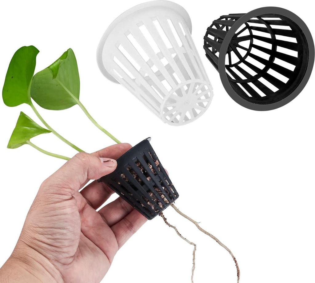 Hydrokultur-Netztöpfe - geeignet für Pflanzen - 50 Stück - schwarz/weiß - Kunststoff