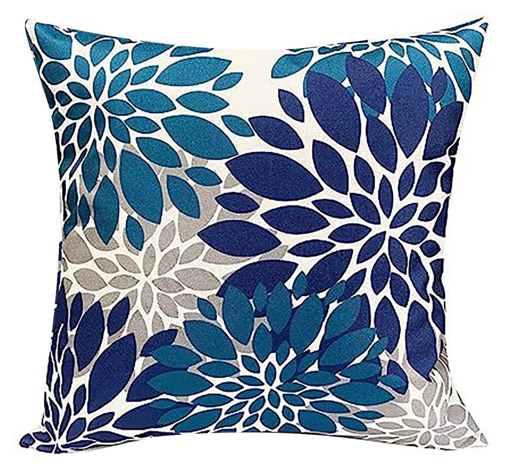 Moderner Kissenbezug mit floralem Muster, geometrischem Blumenmuster, Reißverschluss, waschbar, quadratisch, für Sofa, Couch, Bett.