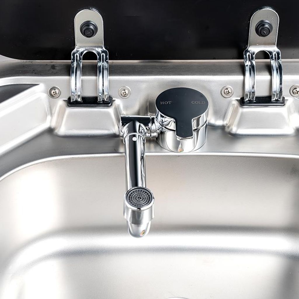 Klappbarer Wasserhahn Niederdruck Küchenarmatur 360 ° Wasserhahn Küche Einhand Mischbatterie Edelstahl Kondenswasserablauf Wohnmobil
