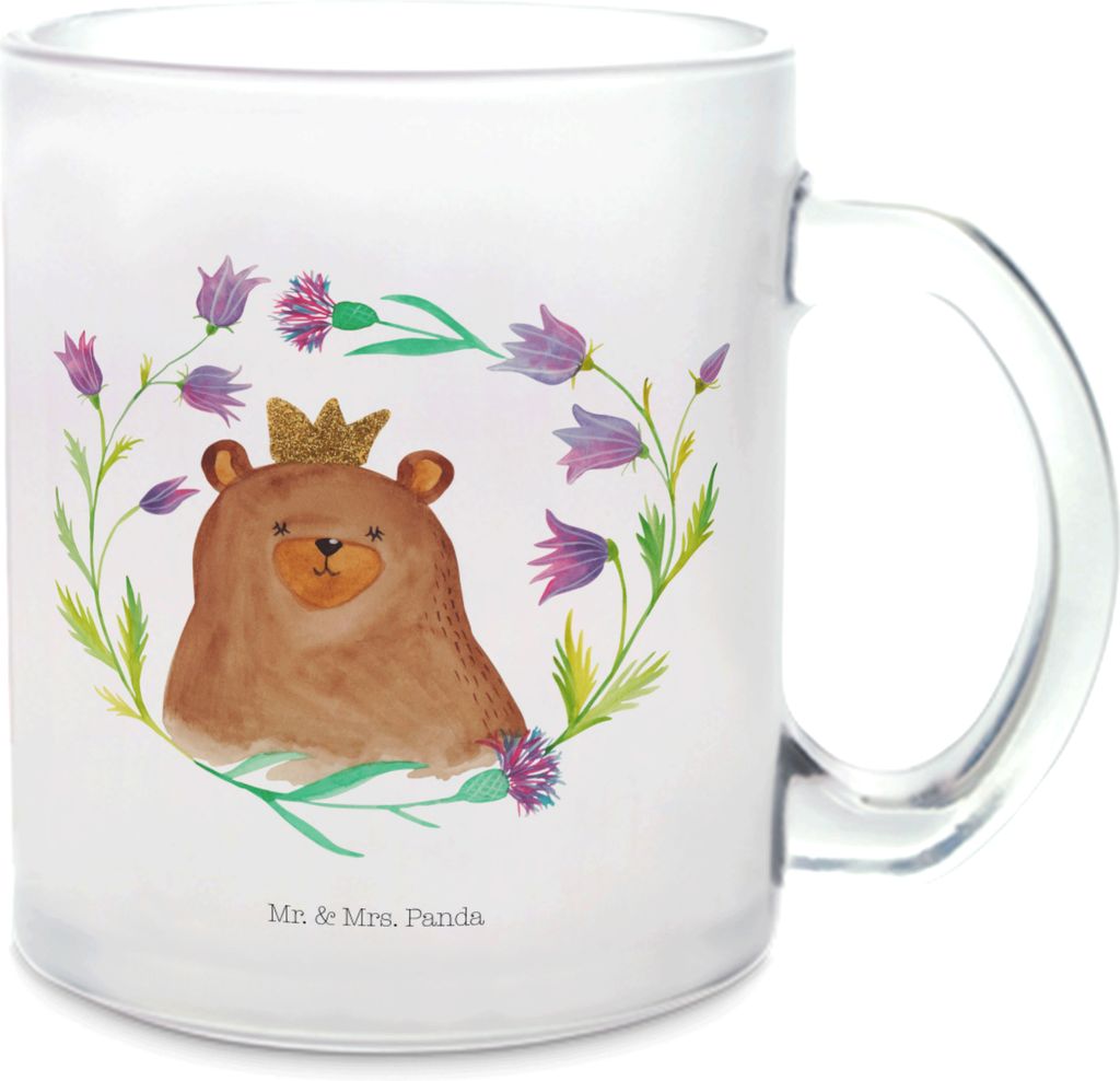 Mr. & Mrs. Panda Teetasse Bär Königin - Transparent - Geschenk, Häferl, Mom, Tee Tasse, Mama, Lieblingsmensch, Trinkglas, Mutti, Muttertag, Glas...
