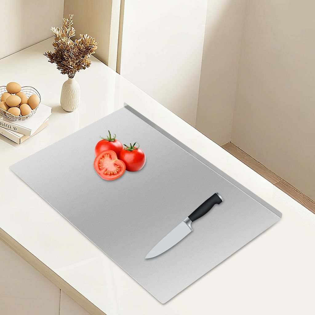 Edelstahl Schneidebrett Hackbretter Knetbrett Tischplatte Schneidebretter Profi Küchenarbeitsplatte 70 * 50cm mit Anti-Rutsch-Pad für die Küche