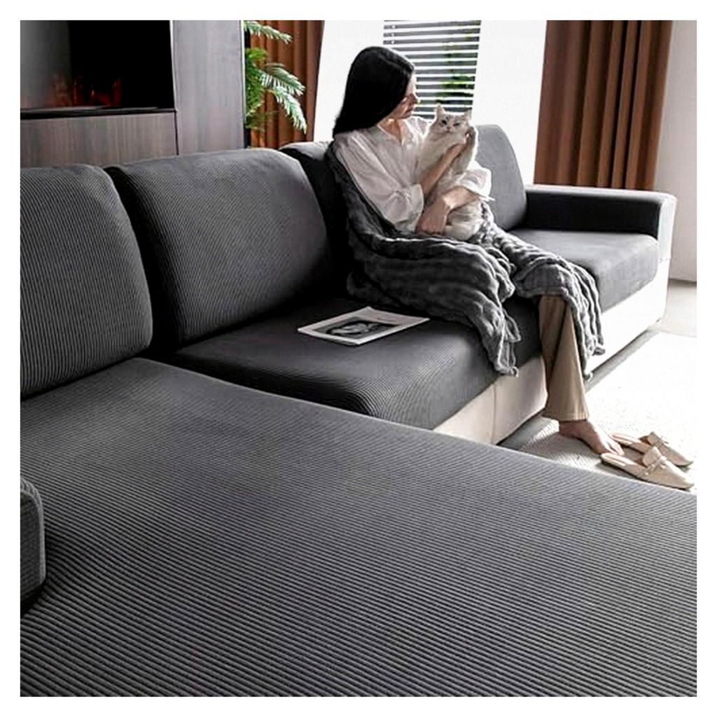 Stretch Sofa Sitzkissenbezug - Rutschfester Sofaüberzug, Waschbarer Sofabezug, Universeller Couchbezug, Strapazierfähig und pflegeleicht (Dunkelg...