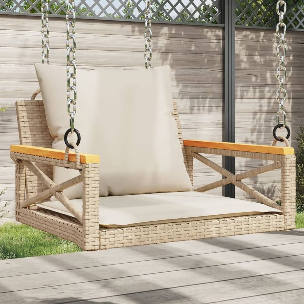 Maison Exclusive - Hängesessel mit Kissen Beige 63x62x40 cm Poly Rattan