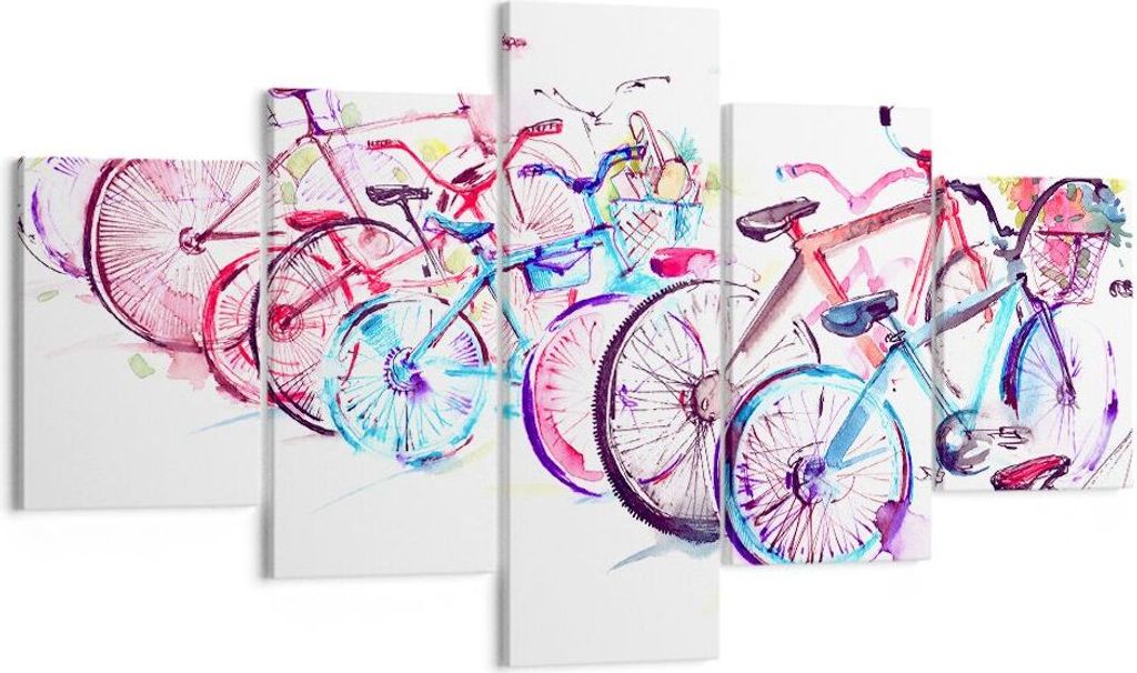 Bild auf Leinwand - Leinwandbild - Bikes Sommer Farbe Rad - 125x70cm - Wand Bild - Wanddeko - Leinwanddruck - Bilder - Kunstdruck - Wanddekoration ...