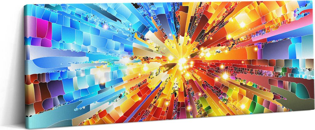 3D-Komposition gesättigte Farben – Leinwandbild Wandbild – 125x50 cm – Leinwandbilder – Wandbilder – Schlafzimmer – Flur