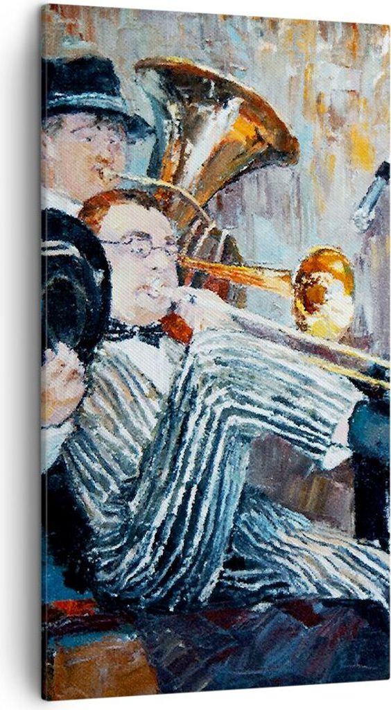 Bild auf Leinwand - Leinwandbild - Jazz Musik Musiker - 45x80cm - Wand Bild - Wanddeko - Wandbilder - Leinwanddruck - Bilder - Kunstdruck - Wanddek...