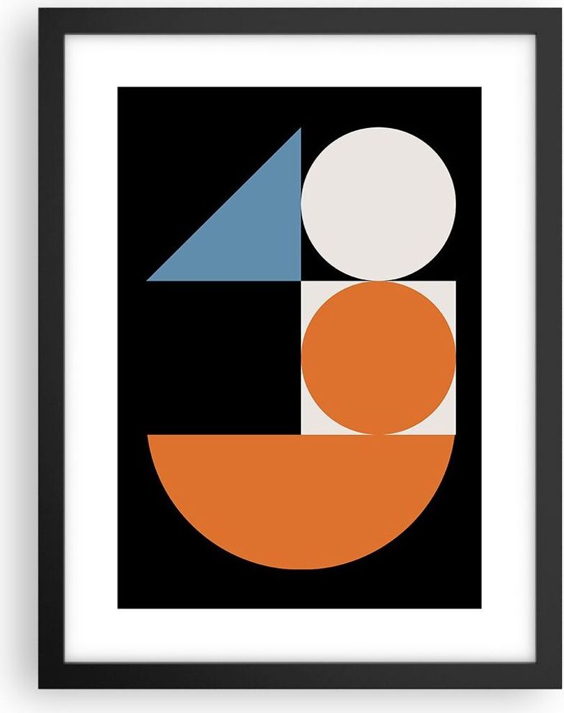 Gerahmtes Poster - Schwarzer Rahmen - Stück Geometrisch Räder - 30x40 cm - Wand Bild - Wanddeko - Wandbilder - Kunstposter - Wandposter - Bilderr...