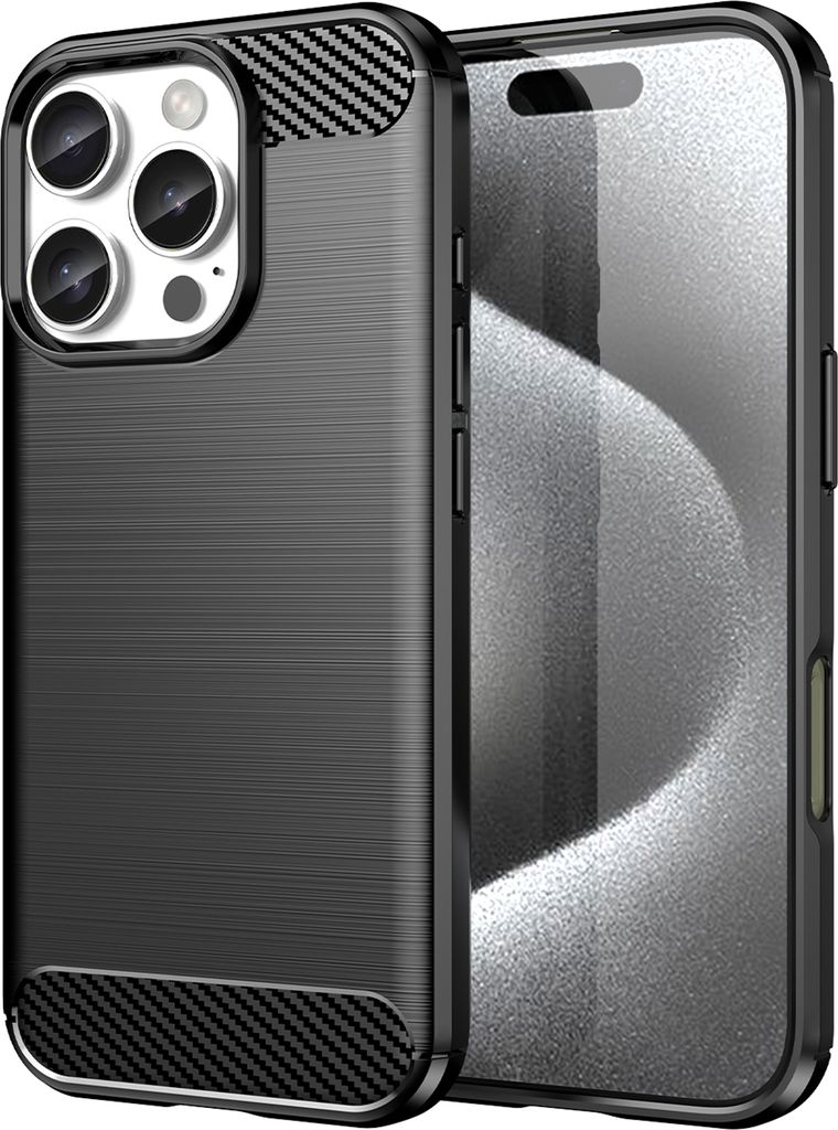 Carbon Hülle für iPhone 16 Pro Handyhülle Backcover TPU Silikon Bumper