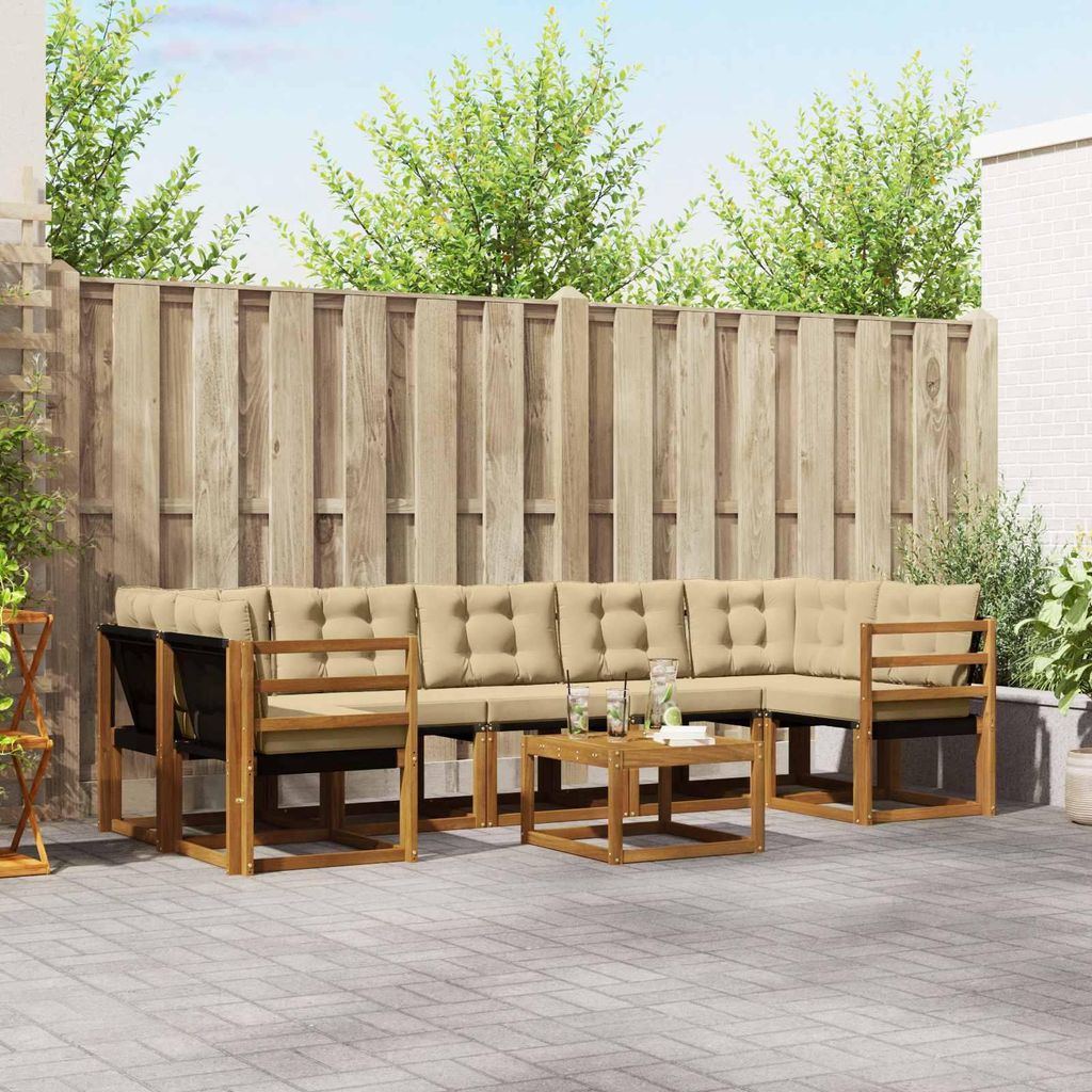 "Summerschlussverkauf"Outdoor-Sofagarnitur - CLORIS - Balkonmöbe/Sitzgruppe - mit Kissen 8 pcs - Moderne Design - Natur und Beige - Gartensofas DE...